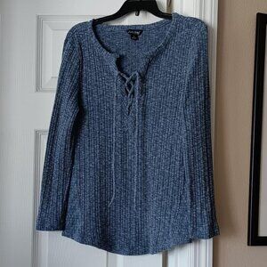 LUCKY BRAND Womens Top Long Sleeve Pullover Blue Size Small